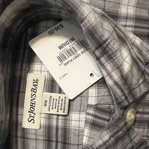 St. John's Bay Olive Gray Plaid Casual Shirt